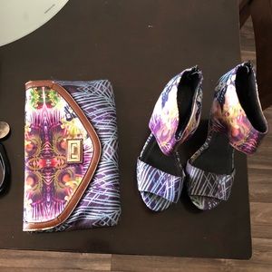 CALL IT SPRING FLORAL HEELS + MATCHING CLUTCH BAG